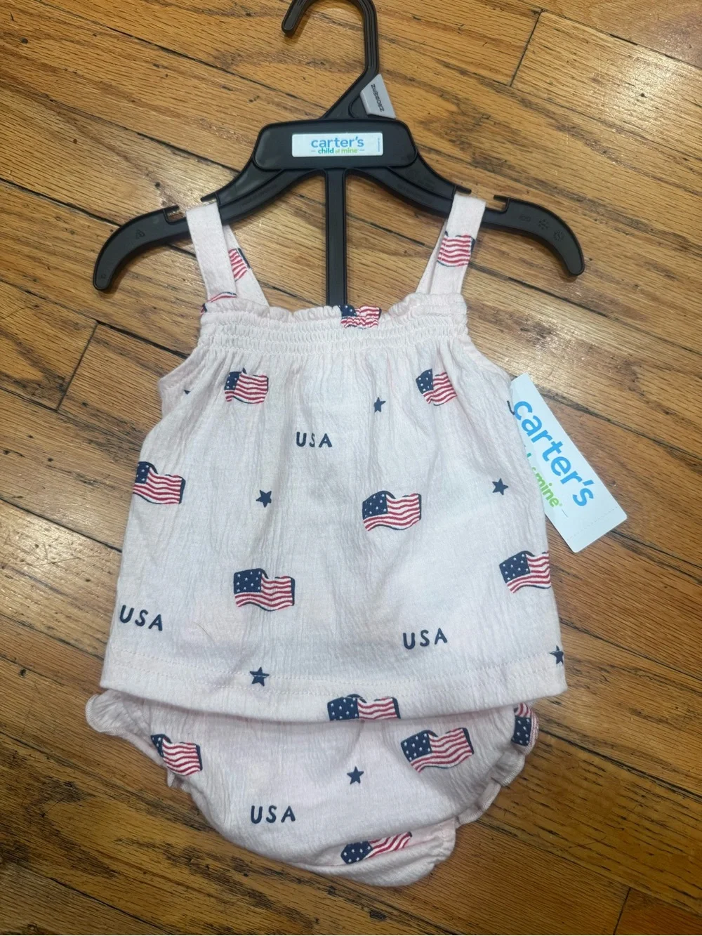 Carter's Pink Baby Bloomers with USA Flag Print